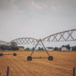 Irrigation,System,Sprinkler,Type,On,Corn,Field,In,The,Summer.