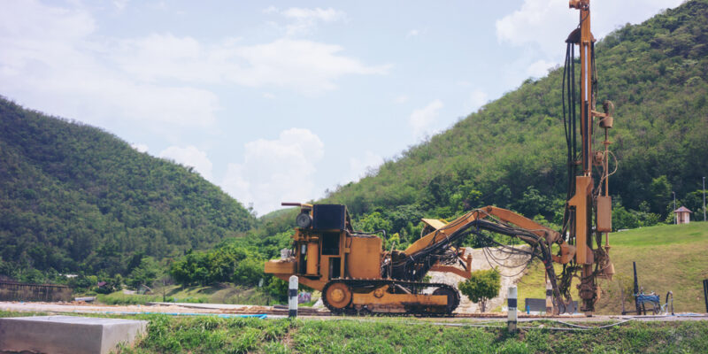 Ground,Water,Hole,Drilling,Machine.,Selective,Focus
